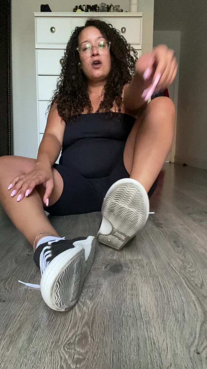 Tan feets: Latina Tanfeets Shoe and Sock Removal with Tits Out