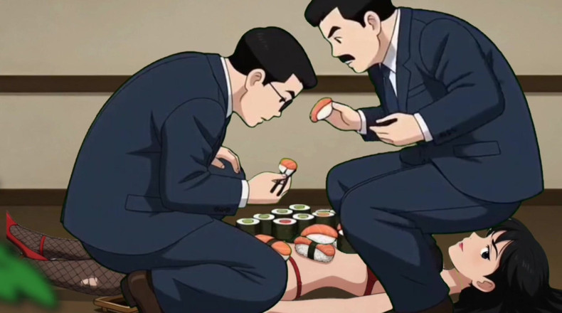Octopussy Lovers Club: Sushi girl : des mecs riches mangent le corps d’une salope...