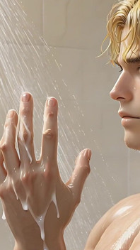 Dieser athletische blonde typ, der nach dem orgasmus moment unter der dusche hat, wird dich verrückt machen