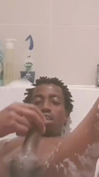 Nata4sex stroking my big black cock in bath