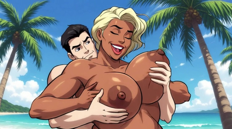 AI Porn: Ai cartoon-frauen am fkk-strand