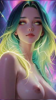 Cosmic neon bellezza ritratto con occhi luminescenti fantasia da sogno ai Art presentazione