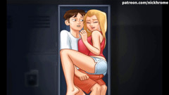 Cartoon Universal: Summertime saga part 167 - cuddle with stranger blonde in locker ( French...