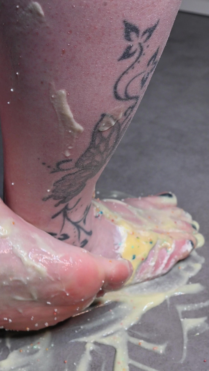 Sexyskyfeet: Asmr кремова нога пудингу розбиває товстий пудинг і бризкає