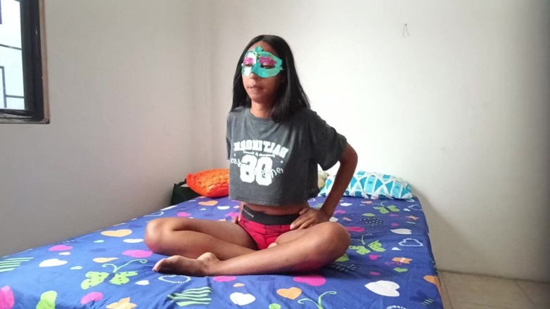 NEGRITA SEXY: Skinny, Dark-haired Indian Woman Delights in Touching Her Natural Tits.