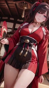 Taboo First Encounter at the Shrine, Kneeling in the Corridor While Stroking Her Hair