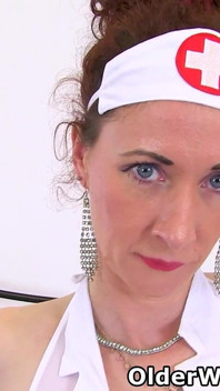 British Nurse Scarlet Wears Sexy Lingerie and Plays with Her Soaking Wet Pussy
