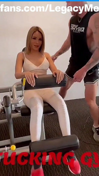 Outdoor Gym Fuck Exciting Public Fuck with Stunning Blonde Asian Shemale Fucks with Her Gym Trainer