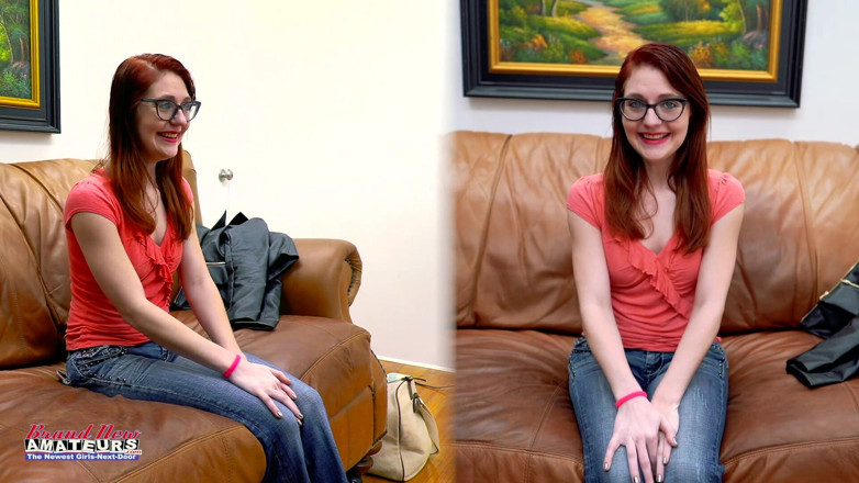 Brand New Amateurs: Part 1 interview and toy! Nervous quirky-hot redhead in glasses auditions...