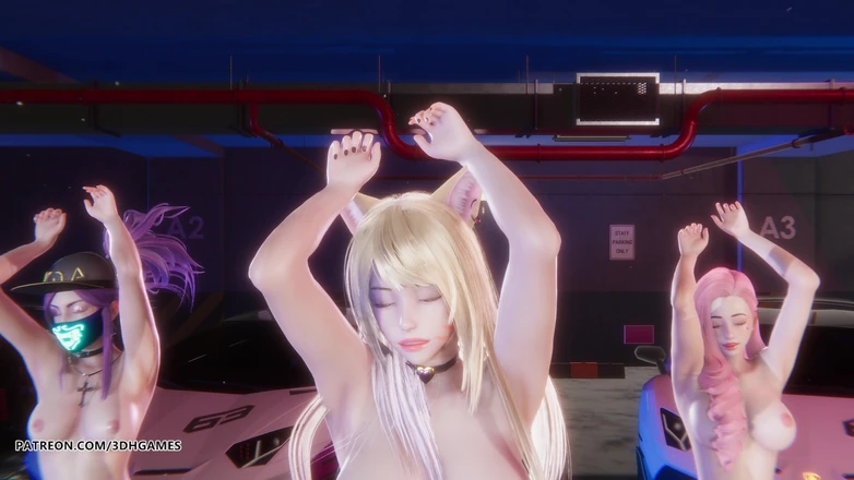 3D-Hentai Games: [mmd] Girl Crush - Drive Ahri Seraphine Akali Hot Naked Dance...