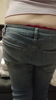 Jeans Slipping Down Exposing Pink Panties and Buttcrack