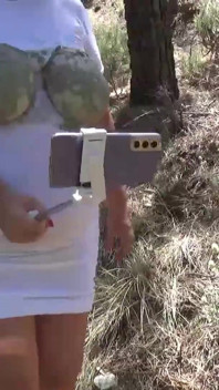 Another Clip Where You See Me in a White Dress After a Photo Shoot Walking Down a Steep Path with My Tits Out on Display.