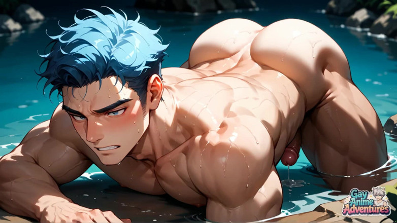 Gay Anime Adventures: Sonnengeschimmeltes schlafzimmer, abspritzen, freche schwule sexszene!