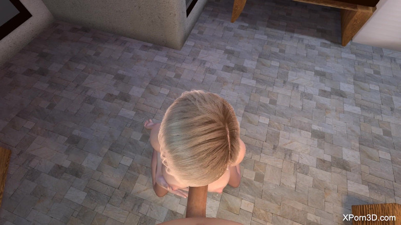 The Scenes: 3D Busty Blonde POV Blowjob Kneeling Deepthroat Facefuck