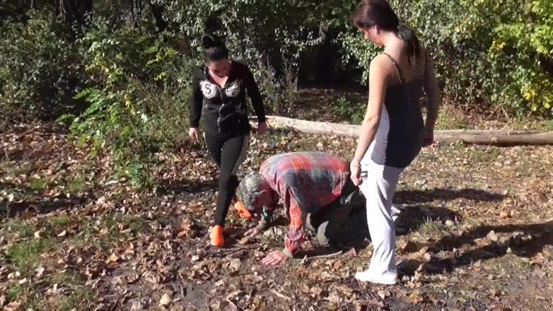 Femdom Austria: Dominant joggers walking their pet slave