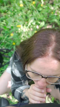 Outdoor Fun with Nerdy Girl in Glasses