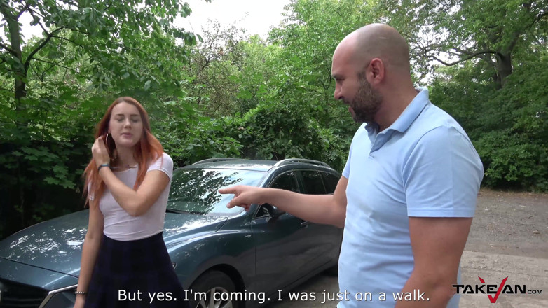 Melone Challenge: Redhead gets screwed on the backseat in the pick up...