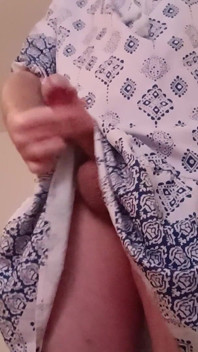 Vestido longo azul e branco