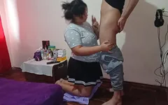 My Stepbrother Takes Me to His Room, He Kneels Me Down and Puts His Big Cock in My Mouth so That I Can Get His Rich Cum