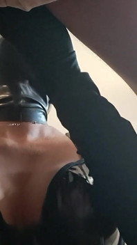 MILF Blowjob Scene Wearing Lon Black Gloves, with Oral Creampie