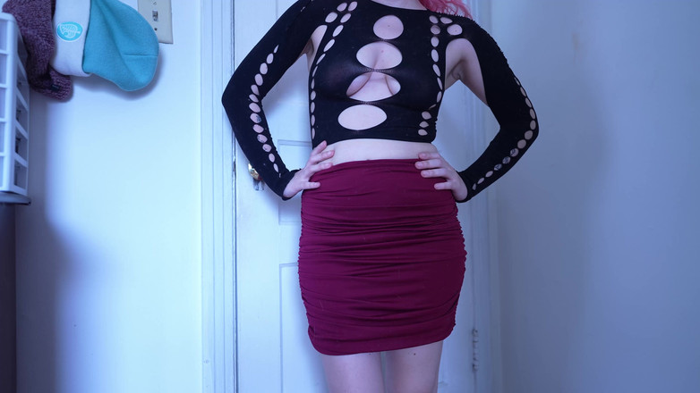 lilredvelvettt: Mini kjol Försök att dra för cuck