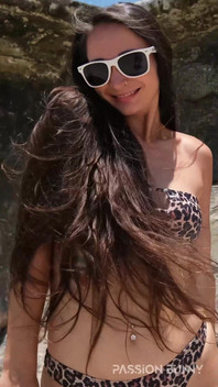 Tropical Fun in Sexy Mini Bikini on the Beach