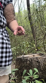 Stoute meid in het bos pist het meest van dichtbij