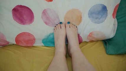 RavenBigAss: The goddess enjoys with her small feet on your slave...