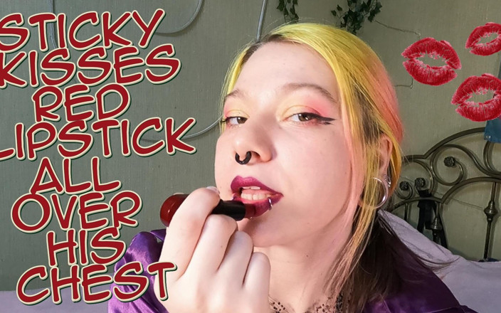 Sweet Sansarella: 粘性亲吻红色唇膏遍布他的胸部