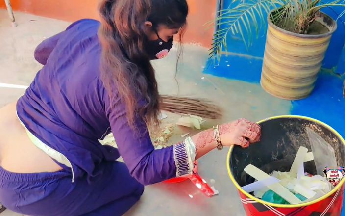 Muskan Rani: Hausfrau bodenreinigung und schöne show