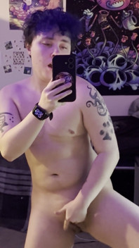 Ftm Trans Man in Mirror Nude Masturbating