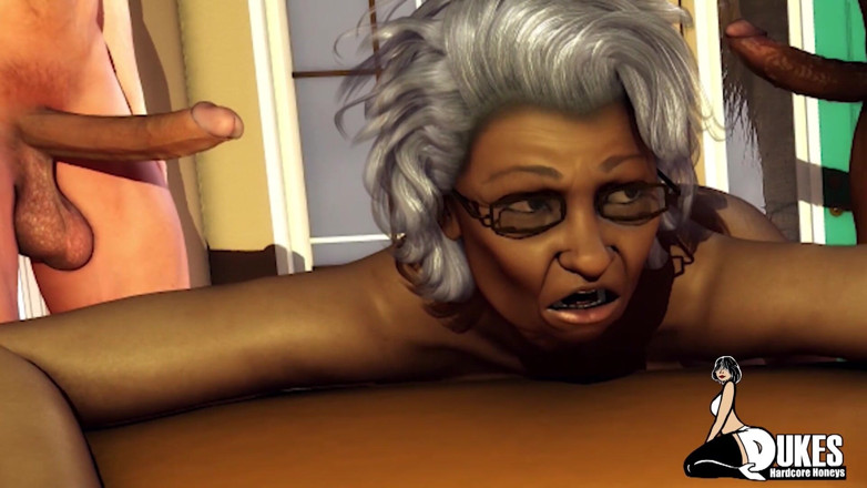 Dukes Hardcore Honeys: Nenek pantat besar disetubuhi di threesome
