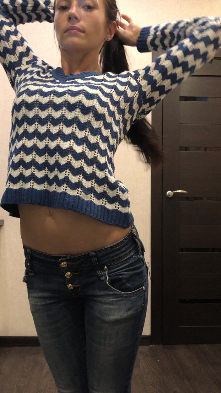 Princess Monica: Stretch Test Belly Showing in 3 Sweaters