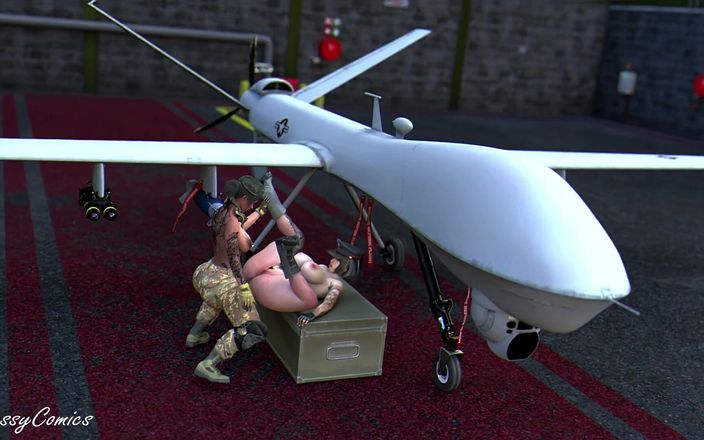 Sassy Comics Trans: American Army Airforce General futut anal de un transsexual în Reaper...