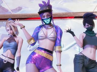 3D-Hentai Games: [MMD] Aespa - Savage Akali hete kpop striptease competitie van legendes...