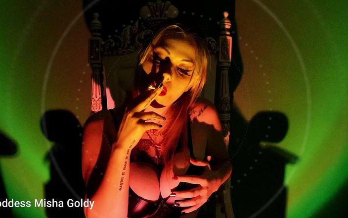 Goddess Misha Goldy: Come into my smoking magic web!