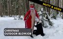 Matty and Aiden: Twinks Matty och Aiden Jul utomhus avsugning på snön