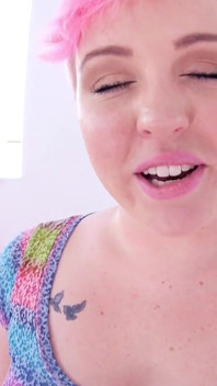Hot chubby teen Miley May POV blowjob cum swallow