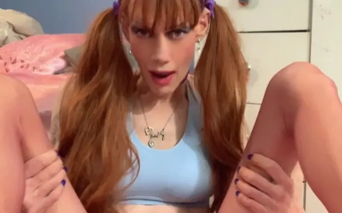 Lisa Luvly: Redhead in Pigtails, Caressing and Playing