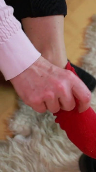Worn Sneakers, Red Socks & Sheer Nylons - Casual Foot Tease