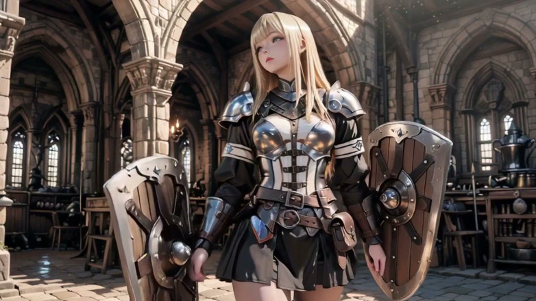 Seraphina Vale: Blonde Knight wordt privé wakker! Knielend in de Binnenplaats van...