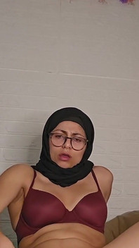 Hot Arab Wife Mia Niqab Jumping on 12 Inches BBC Dildo