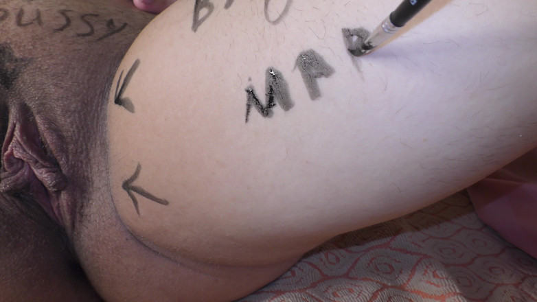 Milky Mari: Isteri montel diliputi dalam tulisan berbadan kotor sebelum gangbang! - Milky...
