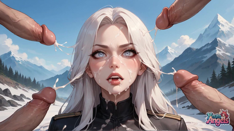 NeuroAngels: Snowy Summit - orgía de semen con spray de 4 penes