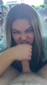 Blonde Sucks Out a Surprise Cumshot