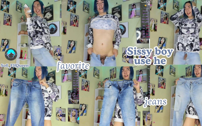 Sofi_elfqueen: Sissy-jongen modellert haar favoriete spijkerbroek livecam