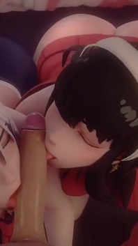Yor Forger and Fiona Frost Having a Threesome with Loid Forger Double Blowjob Sex Hentai Dragk