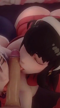 Yor Forger and Fiona Frost Having a Threesome with Loid Forger Double Blowjob Sex Hentai Dragk