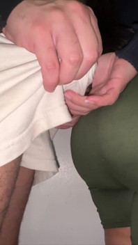 Big-ass Woman Touches a Stranger's Penis