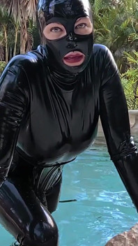 Worship Your Rubber Goddess by the Pool